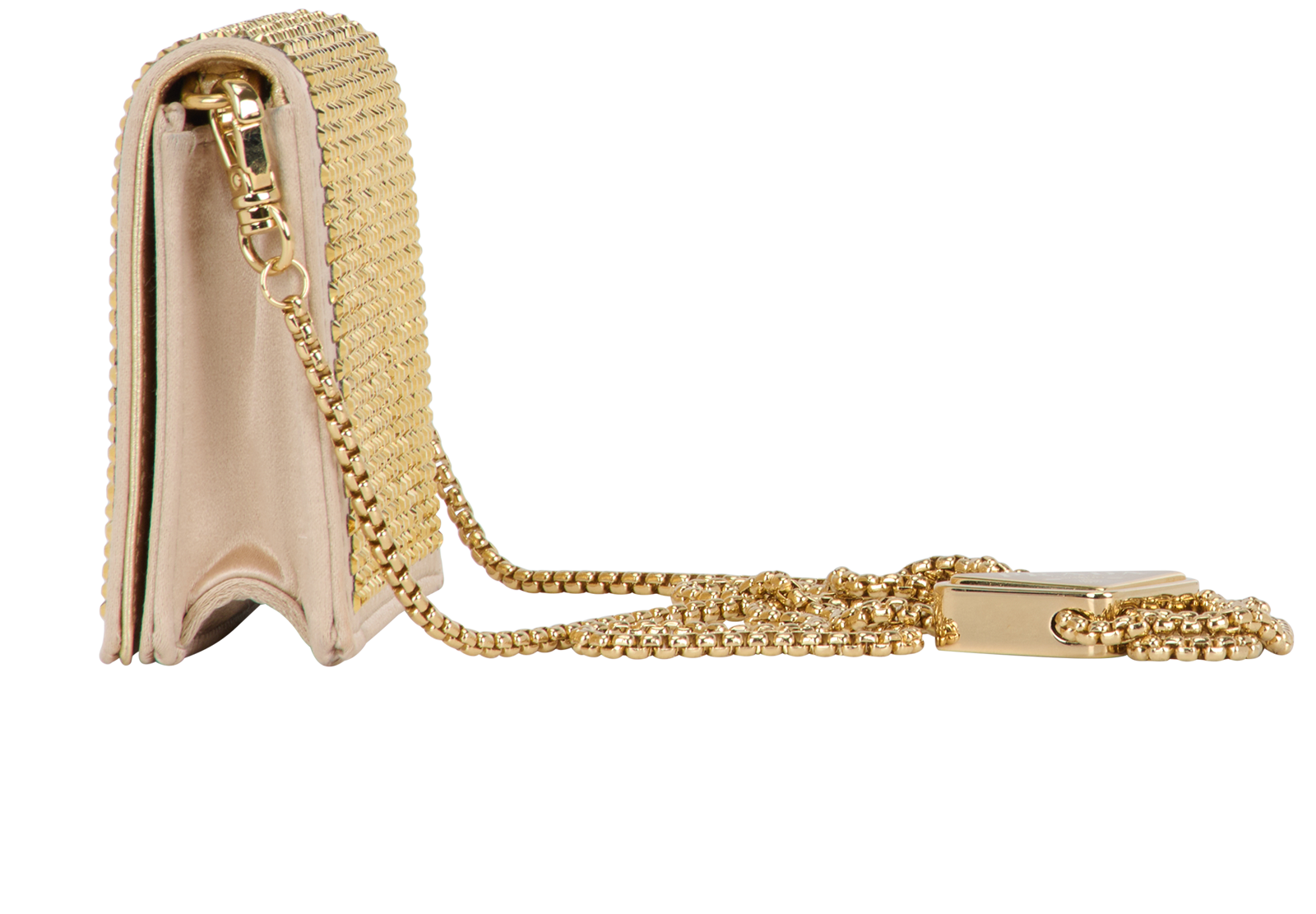 Logo Crystal Card Holder On Chain, &pound;650, Accessories, Gold, Satin, Bottom view